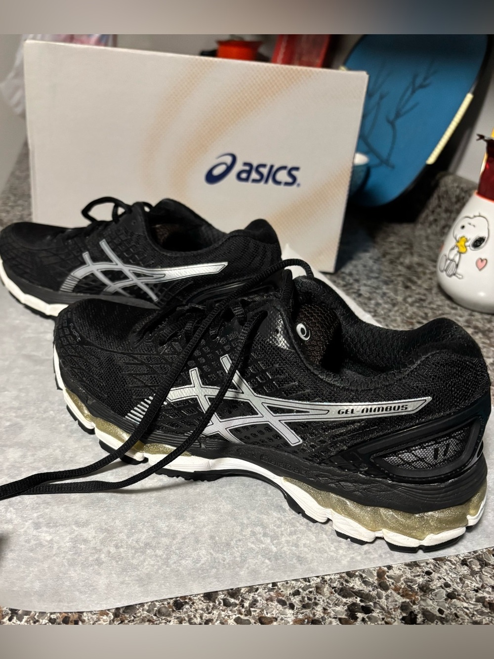 ASICS Women’s Gel-Nimbus Running Shoes — Black with Silver Accents